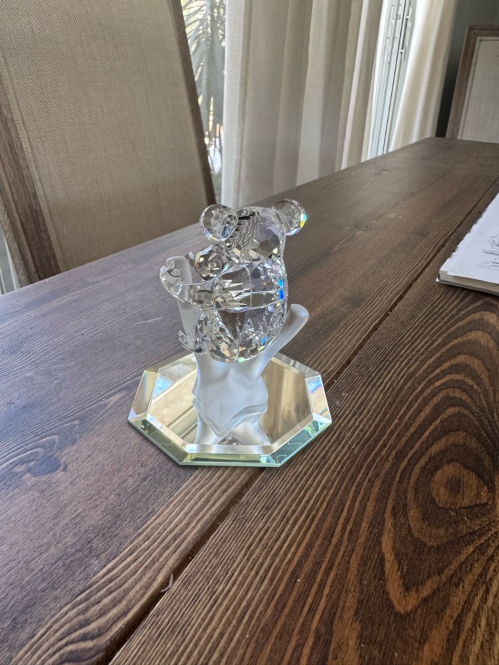 Swarovski Clear Crystal Bear on Frosted Base mirror display included